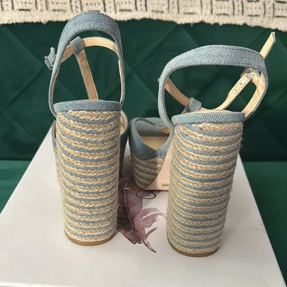 Blue Platform Sandals with T-Strap Design - Picture 3 of 5